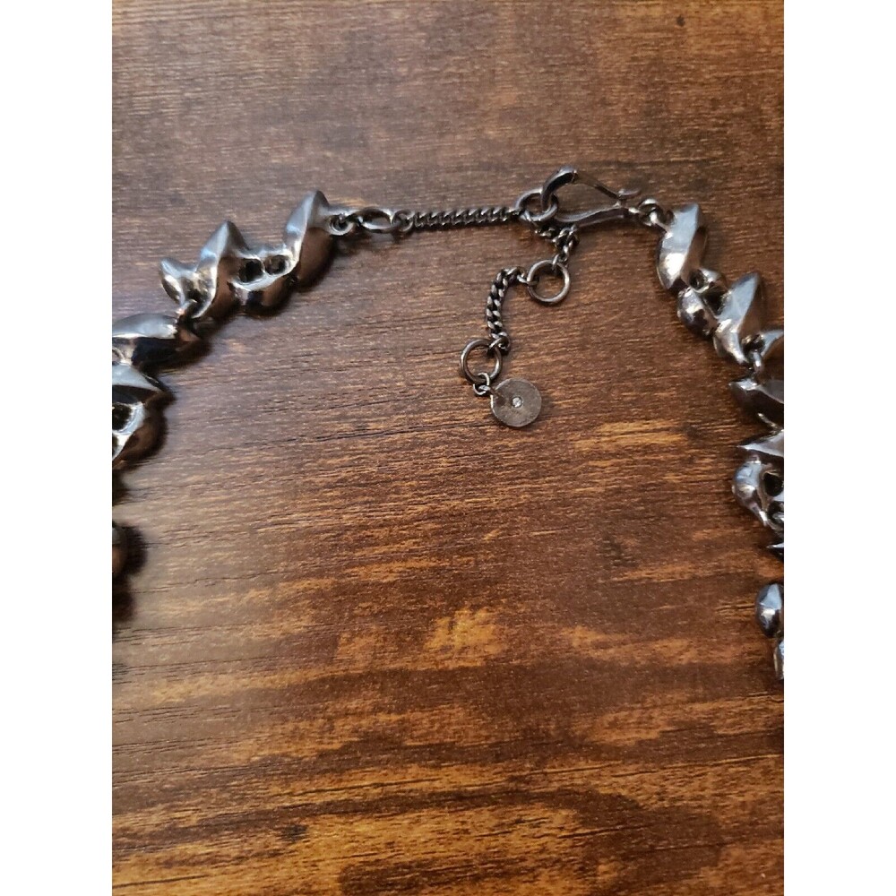 Givenchy Statement Necklace Smoky Grey Clear Rhinestone Faux Pearl Chunky Runway - Picture 16 of 16